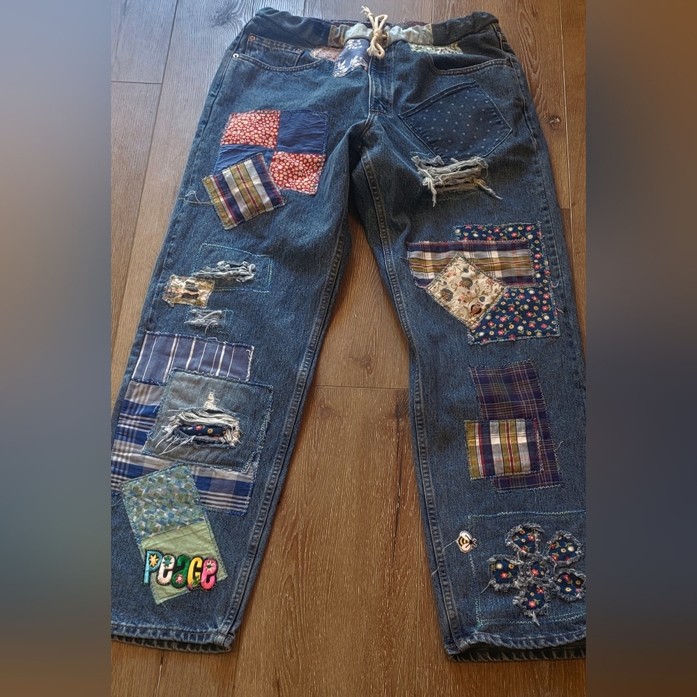Upcycled & Handcrafted Patchwork Denim 569 34x34 … - image 2